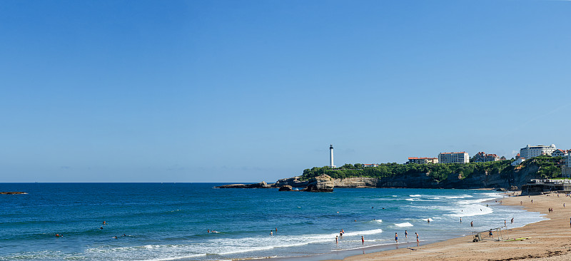 夏天的比亚里茨格兰普莱奇(海滩)，法国