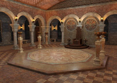 3D插画幻想王座厅