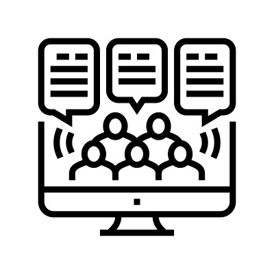 社会辩论线图标矢量插图