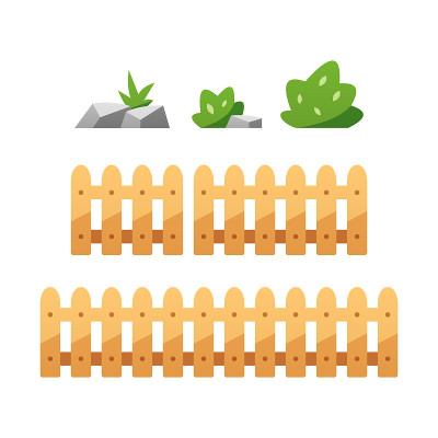 Wooden fence and grass vector isolated