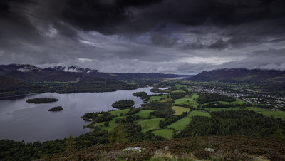 从瓦拉岩的Derwent Water, Keswick。