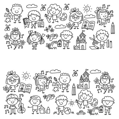 幼儿园教育研究儿童玩耍和成长儿童画图标