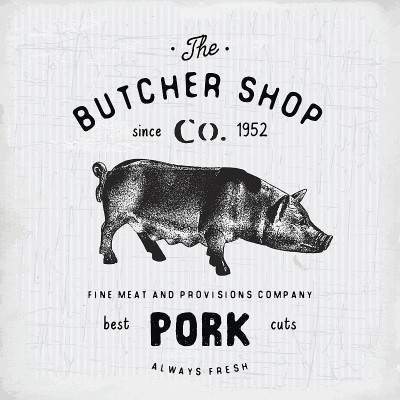 肉店古徽猪肉制品，肉店标签，矢量