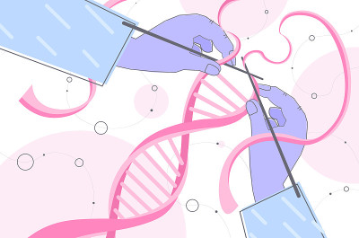科学家编织DNA研究员在实验室做实验DNA测试基因工程概念水平