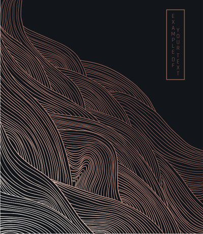 黑色和金色的山水画在波浪上