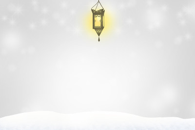 挂灯和淡淡的雪色背景插图