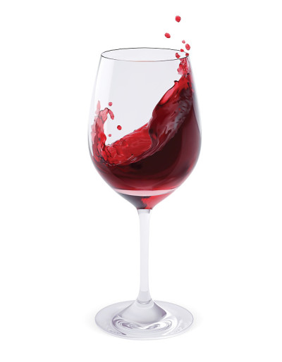 Red Wine Splashing In Glasses isolated on white. R