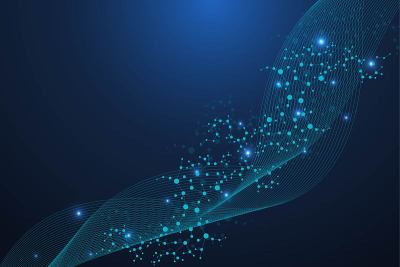 结构分子和通信。Dna,原子,神经元。科学的设计理念。用点连接线。医学，技术，化学，科学背景。矢量插