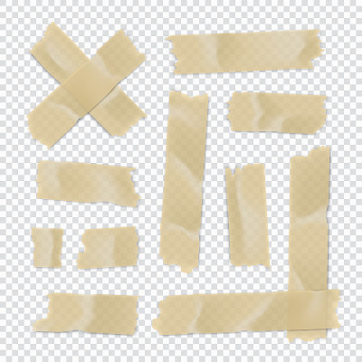 胶带。粘纸条孤立在透明背景上。矢量图