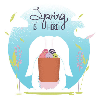 Easter Bunny Carrying Basket with Eggs