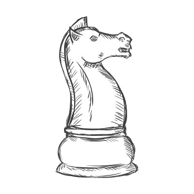 矢量单素描象棋人物-骑士