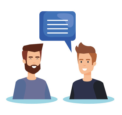 couple men talking characters