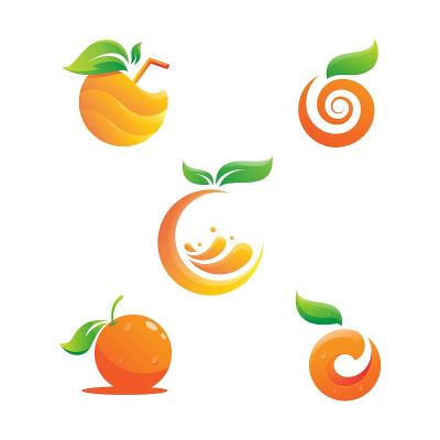 橙色标志设计矢量图标插图