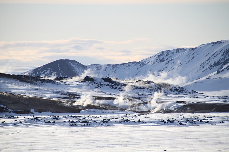 冰岛北部靠近Myvatn湖和Akureyri湖的Hverir地热区