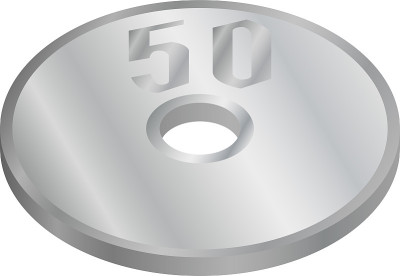 日本50日元硬币孤立矢量插图