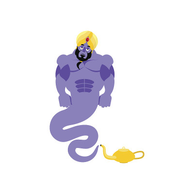精灵悲伤Emoji。魔鬼悲情。阿拉伯魔法精灵阿凡达