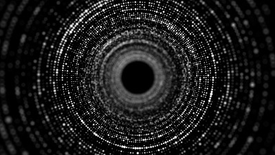 抽象的线框图隧道。虫洞，3D传送门网格。未来的幻想漏斗。3 d渲染。