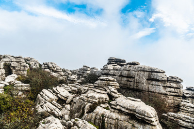在Antequera市和Villanueva de la市Torcal de Antequera顶部