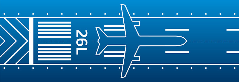 飞机在跑道上。航空运输说明。飞机在跑道上。矢量设计