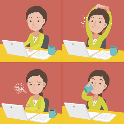 年轻女子PC操作变异。