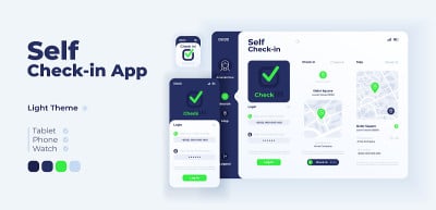 Self check in app screen vector adaptive design te
