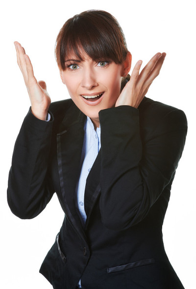 恐慌的年轻女商人的肖像