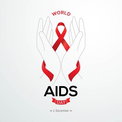 世界艾滋病日横幅红色意识丝带矢量插图