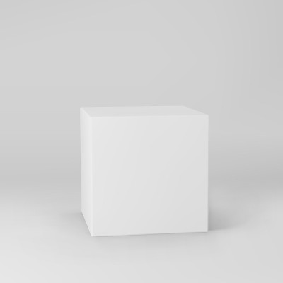 白色3d立方体与透视孤立在灰色背景。3d建模盒与照明和阴影。现实的矢量图标