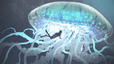 深海里发光的水母