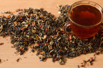 一杯茶和干绿茶