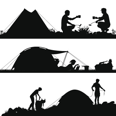 野营前景轮廓