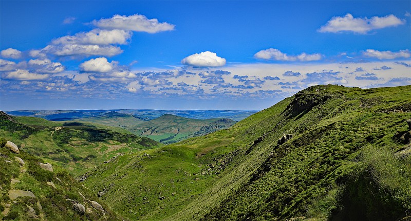 德比郡，英格兰德比郡，Edale, Kinderscout Peak附近的德比郡山峰。