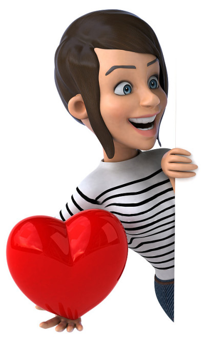 有趣的3D卡通休闲角色女人