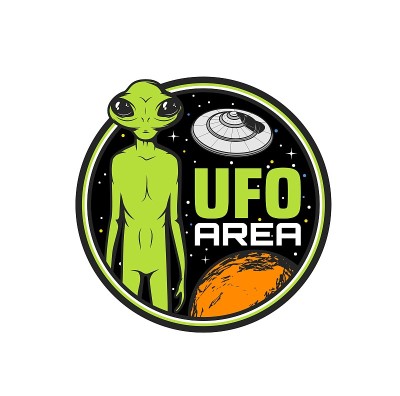 不明飞行物区域图标，外星人和飞碟与空间行星