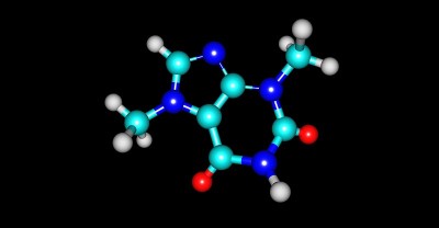 可可碱的分子结构孤立在黑色
