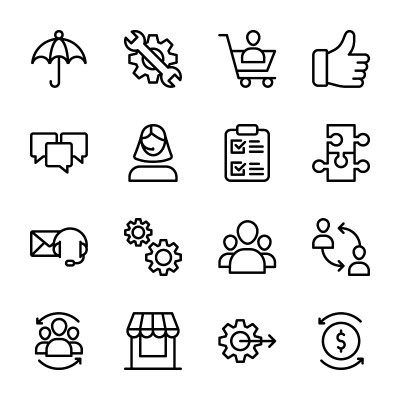 This is glyph set of customer, relationship, manag