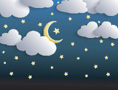 夜空中的月亮和星星
