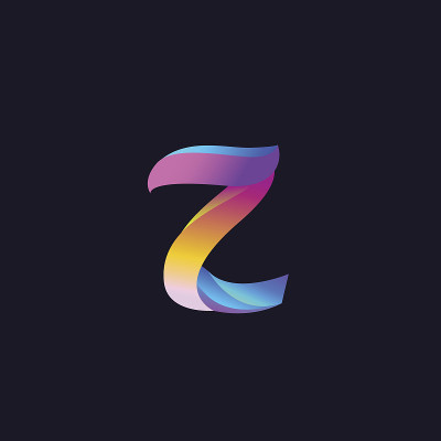 z初始。黑色背景上的新鲜渐变颜色