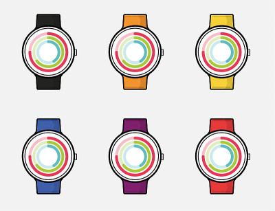 Sports watches colorful icons