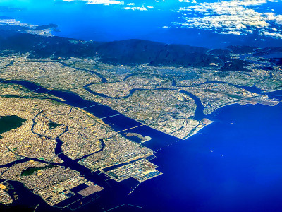 从天空俯瞰德岛市