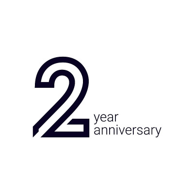 2 Year Anniversary Celebration Vector Template Des