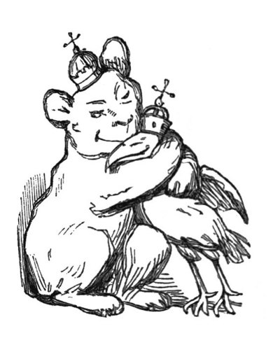 英国讽刺漫画漫画漫画插图-一个带皇冠的狮子抱着一个带皇冠的鸟