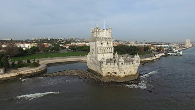 鸟瞰图Torre de Belem，里斯本，葡萄牙