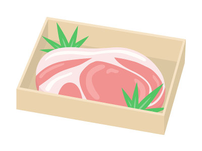 木盒子里的猪肉。