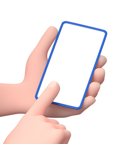 3D卡通人物使用白屏手机的手