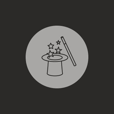 矢量魔术帽和魔杖与闪光
