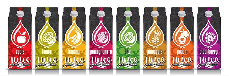 Ready design vector juice, fruit package set