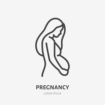 Pregnancy flat line icon. Vector outline illustrat