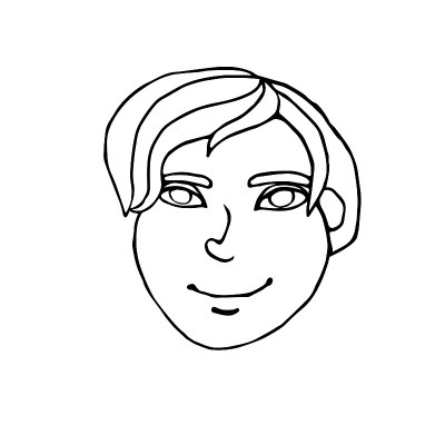 轮廓的脸的人。手绘线条艺术插图。一个男人、女人、男孩、女孩的头，在一个涂鸦的风格，孤立在一个白色的背