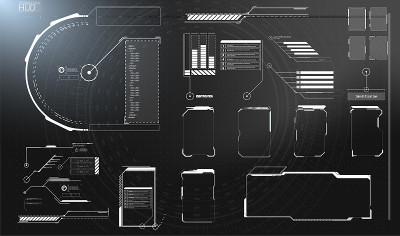 未来矢量HUD界面屏幕设计。数码插图的编号标题。HUD UI GUI未来用户